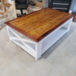 Farm house coffee table with cedar top.